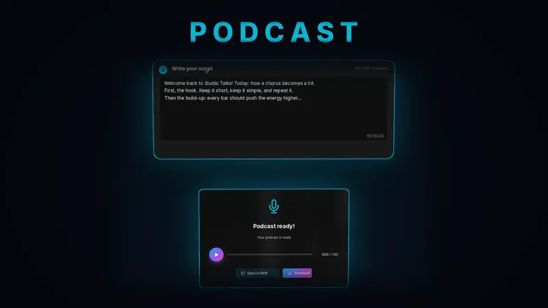 A podcast script turned into a finished episode with voice and music