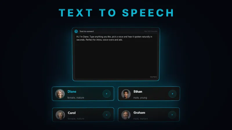Text to speech with a choice of library voices